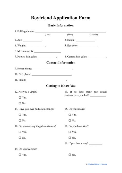 34 Official Boyfriend Application Forms [PDF, Word]